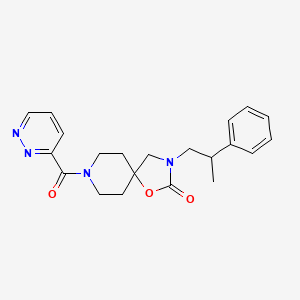 molecular formula C21H24N4O3 B5514259 3-(2-phenylpropyl)-8-(pyridazin-3-ylcarbonyl)-1-oxa-3,8-diazaspiro[4.5]decan-2-one 