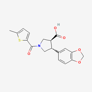 molecular formula C18H17NO5S B5514292 (3S*,4R*)-4-(1,3-benzodioxol-5-yl)-1-[(5-methyl-2-thienyl)carbonyl]pyrrolidine-3-carboxylic acid 