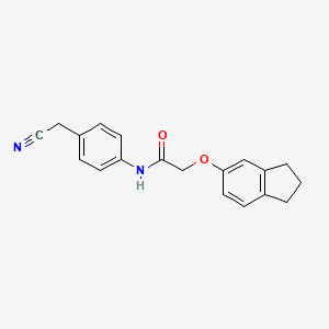 molecular formula C19H18N2O2 B5514296 N-[4-(cyanomethyl)phenyl]-2-(2,3-dihydro-1H-inden-5-yloxy)acetamide 
