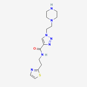 molecular formula C14H21N7OS B5514432 1-(2-piperazin-1-ylethyl)-N-[2-(1,3-thiazol-2-yl)ethyl]-1H-1,2,3-triazole-4-carboxamide 