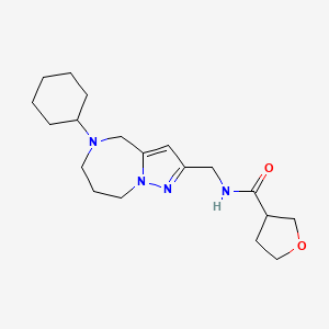 molecular formula C19H30N4O2 B5514472 N-[(5-cyclohexyl-5,6,7,8-tetrahydro-4H-pyrazolo[1,5-a][1,4]diazepin-2-yl)methyl]tetrahydrofuran-3-carboxamide 