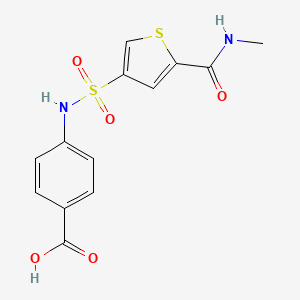 molecular formula C13H12N2O5S2 B5514492 4-[(（5-[(甲基氨基）羰基]-3-噻吩基}磺酰基）氨基]苯甲酸 