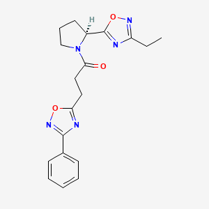 molecular formula C19H21N5O3 B5514507 3-ethyl-5-{(2S)-1-[3-(3-phenyl-1,2,4-oxadiazol-5-yl)propanoyl]-2-pyrrolidinyl}-1,2,4-oxadiazole 