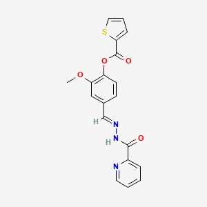 molecular formula C19H15N3O4S B5514524 2-甲氧基-4-[2-(2-吡啶甲酰基)碳酰肼基]苯基 2-噻吩甲酸酯 