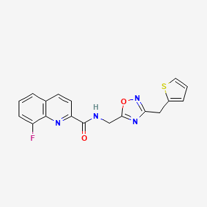 molecular formula C18H13FN4O2S B5514550 8-fluoro-N-{[3-(2-thienylmethyl)-1,2,4-oxadiazol-5-yl]methyl}-2-quinolinecarboxamide 