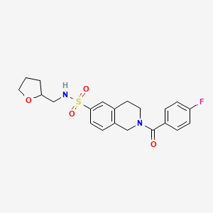 molecular formula C21H23FN2O4S B5514633 2-(4-fluorobenzoyl)-N-(tetrahydrofuran-2-ylmethyl)-1,2,3,4-tetrahydroisoquinoline-6-sulfonamide 