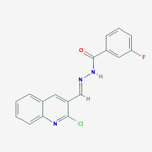 molecular formula C17H11ClFN3O B5514643 N'-[(2-chloro-3-quinolinyl)methylene]-3-fluorobenzohydrazide 
