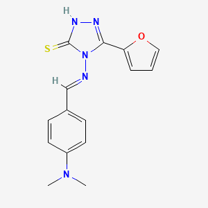 molecular formula C15H15N5OS B5514739 4-{[4-(dimethylamino)benzylidene]amino}-5-(2-furyl)-4H-1,2,4-triazole-3-thiol 