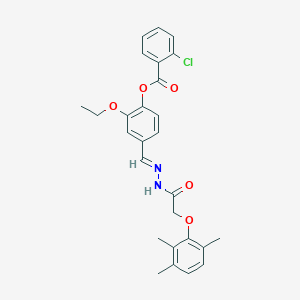 molecular formula C27H27ClN2O5 B5514810 2-ethoxy-4-{2-[(2,3,6-trimethylphenoxy)acetyl]carbonohydrazonoyl}phenyl 2-chlorobenzoate 