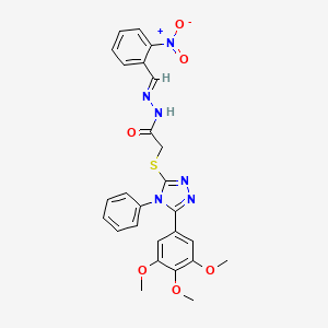 molecular formula C26H24N6O6S B5514826 N'-(2-nitrobenzylidene)-2-{[4-phenyl-5-(3,4,5-trimethoxyphenyl)-4H-1,2,4-triazol-3-yl]thio}acetohydrazide 
