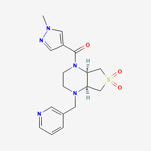 molecular formula C17H21N5O3S B5514867 (4aS*,7aR*)-1-[(1-甲基-1H-吡唑-4-基)羰基]-4-(3-吡啶基甲基)八氢噻吩并[3,4-b]吡嗪 6,6-二氧化物 