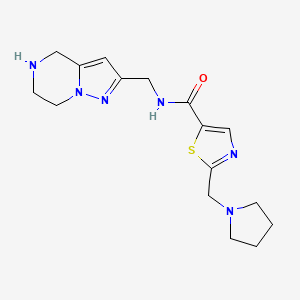 molecular formula C16H22N6OS B5514895 2-(1-pyrrolidinylmethyl)-N-(4,5,6,7-tetrahydropyrazolo[1,5-a]pyrazin-2-ylmethyl)-1,3-thiazole-5-carboxamide dihydrochloride 