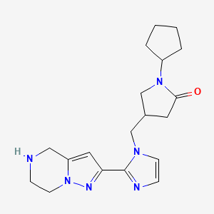 molecular formula C19H26N6O B5514910 1-cyclopentyl-4-{[2-(4,5,6,7-tetrahydropyrazolo[1,5-a]pyrazin-2-yl)-1H-imidazol-1-yl]methyl}-2-pyrrolidinone dihydrochloride 