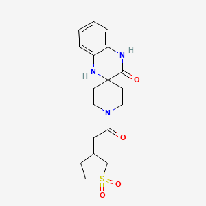 molecular formula C18H23N3O4S B5514923 1-[(1,1-dioxidotetrahydro-3-thienyl)acetyl]-1',4'-dihydro-3'H-spiro[piperidine-4,2'-quinoxalin]-3'-one 