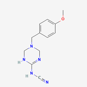 molecular formula C12H15N5O B5515018 [5-(4-methoxybenzyl)-1,4,5,6-tetrahydro-1,3,5-triazin-2-yl]cyanamide 