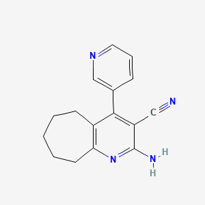 molecular formula C16H16N4 B5515028 2-amino-4-(3-pyridinyl)-6,7,8,9-tetrahydro-5H-cyclohepta[b]pyridine-3-carbonitrile 