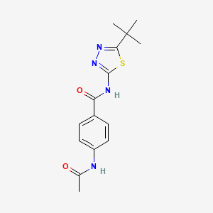 molecular formula C15H18N4O2S B5515090 4-(乙酰氨基)-N-(5-叔丁基-1,3,4-噻二唑-2-基)苯甲酰胺 