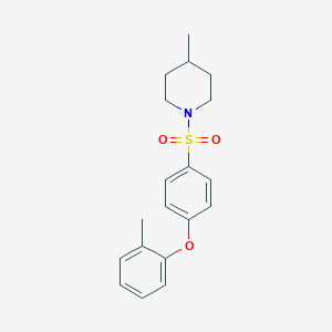 molecular formula C19H23NO3S B5515116 4-methyl-1-{[4-(2-methylphenoxy)phenyl]sulfonyl}piperidine 