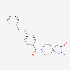molecular formula C22H23FN2O3 B5515195 8-{4-[(2-氟苄基)氧基]苯甲酰基}-2,8-二氮杂螺[4.5]癸烷-3-酮 