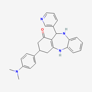 molecular formula C26H26N4O B5515203 3-[4-(dimethylamino)phenyl]-11-(3-pyridinyl)-2,3,4,5,10,11-hexahydro-1H-dibenzo[b,e][1,4]diazepin-1-one 