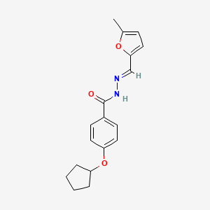 molecular formula C18H20N2O3 B5515225 4-(cyclopentyloxy)-N'-[(5-methyl-2-furyl)methylene]benzohydrazide 