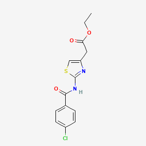 molecular formula C14H13ClN2O3S B5515234 ethyl {2-[(4-chlorobenzoyl)amino]-1,3-thiazol-4-yl}acetate 