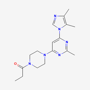 molecular formula C17H24N6O B5515245 4-(4,5-dimethyl-1H-imidazol-1-yl)-2-methyl-6-(4-propionyl-1-piperazinyl)pyrimidine 