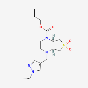 molecular formula C16H26N4O4S B5515249 propyl (4aR*,7aS*)-4-[(1-ethyl-1H-pyrazol-4-yl)methyl]hexahydrothieno[3,4-b]pyrazine-1(2H)-carboxylate 6,6-dioxide 