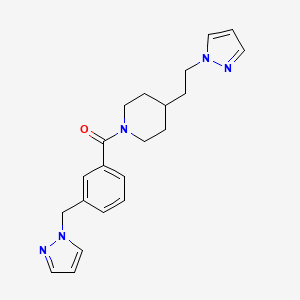 molecular formula C21H25N5O B5515274 4-[2-(1H-pyrazol-1-yl)ethyl]-1-[3-(1H-pyrazol-1-ylmethyl)benzoyl]piperidine 