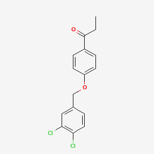 molecular formula C16H14Cl2O2 B5515281 1-{4-[(3,4-dichlorobenzyl)oxy]phenyl}-1-propanone 