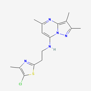 molecular formula C15H18ClN5S B5515366 N-[2-(5-chloro-4-methyl-1,3-thiazol-2-yl)ethyl]-2,3,5-trimethylpyrazolo[1,5-a]pyrimidin-7-amine 