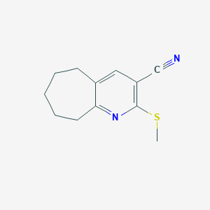 molecular formula C12H14N2S B5515373 2-(甲硫基)-6,7,8,9-四氢-5H-环庚[b]吡啶-3-腈 