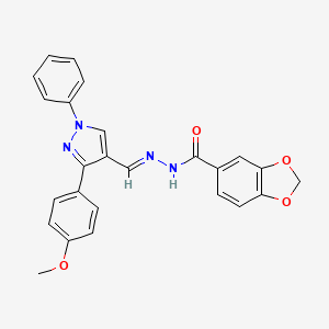 molecular formula C25H20N4O4 B5515395 N'-{[3-(4-methoxyphenyl)-1-phenyl-1H-pyrazol-4-yl]methylene}-1,3-benzodioxole-5-carbohydrazide 