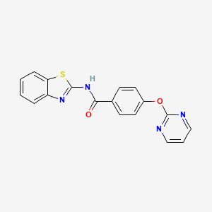 molecular formula C18H12N4O2S B5515412 N-1,3-benzothiazol-2-yl-4-(2-pyrimidinyloxy)benzamide 