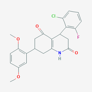 molecular formula C23H21ClFNO4 B5515427 4-(2-氯-6-氟苯基)-7-(2,5-二甲氧基苯基)-4,6,7,8-四氢-2,5(1H,3H)-喹啉二酮 