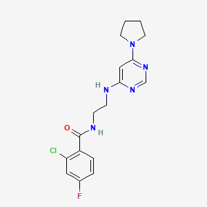 2-chloro-4-fluoro-N-(2-{[6-(1-pyrrolidinyl)-4-pyrimidinyl]amino}ethyl)benzamide