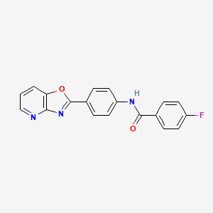 molecular formula C19H12FN3O2 B5515438 4-fluoro-N-(4-[1,3]oxazolo[4,5-b]pyridin-2-ylphenyl)benzamide 