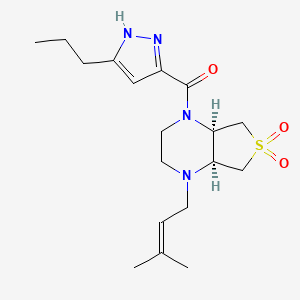molecular formula C18H28N4O3S B5515458 (4aR*,7aS*)-1-(3-methyl-2-buten-1-yl)-4-[(3-propyl-1H-pyrazol-5-yl)carbonyl]octahydrothieno[3,4-b]pyrazine 6,6-dioxide 