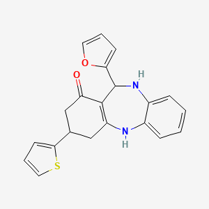 molecular formula C21H18N2O2S B5515471 11-(2-furyl)-3-(2-thienyl)-2,3,4,5,10,11-hexahydro-1H-dibenzo[b,e][1,4]diazepin-1-one 