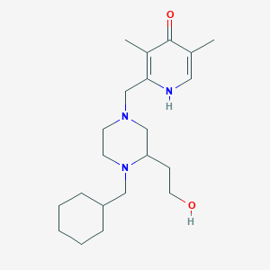 molecular formula C21H35N3O2 B5515504 2-{[4-(cyclohexylmethyl)-3-(2-hydroxyethyl)-1-piperazinyl]methyl}-3,5-dimethyl-4(1H)-pyridinone 