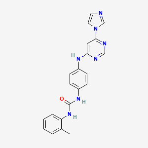 molecular formula C21H19N7O B5515583 N-(4-{[6-(1H-imidazol-1-yl)-4-pyrimidinyl]amino}phenyl)-N'-(2-methylphenyl)urea 