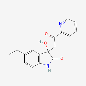 molecular formula C17H16N2O3 B5515610 5-ethyl-3-hydroxy-3-[2-oxo-2-(2-pyridinyl)ethyl]-1,3-dihydro-2H-indol-2-one 