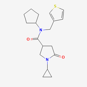 molecular formula C18H24N2O2S B5515611 N-cyclopentyl-1-cyclopropyl-5-oxo-N-(3-thienylmethyl)-3-pyrrolidinecarboxamide 