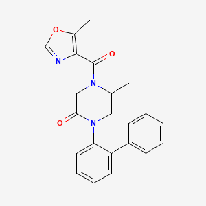 molecular formula C22H21N3O3 B5515669 1-(2-biphenylyl)-5-methyl-4-[(5-methyl-1,3-oxazol-4-yl)carbonyl]-2-piperazinone 