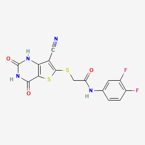 molecular formula C15H8F2N4O3S2 B5515696 2-[(7-cyano-4-hydroxy-2-oxo-1,2-dihydrothieno[3,2-d]pyrimidin-6-yl)thio]-N-(3,4-difluorophenyl)acetamide 