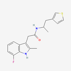 molecular formula C18H19FN2OS B5515722 2-(7-fluoro-2-methyl-1H-indol-3-yl)-N-[1-methyl-2-(3-thienyl)ethyl]acetamide 