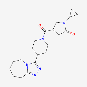 molecular formula C20H29N5O2 B5515869 1-cyclopropyl-4-{[4-(6,7,8,9-tetrahydro-5H-[1,2,4]triazolo[4,3-a]azepin-3-yl)-1-piperidinyl]carbonyl}-2-pyrrolidinone 