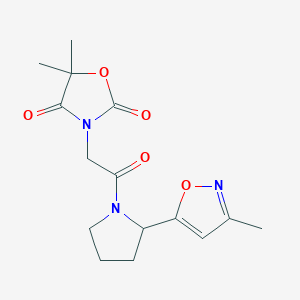 molecular formula C15H19N3O5 B5515884 5,5-dimethyl-3-{2-[2-(3-methylisoxazol-5-yl)pyrrolidin-1-yl]-2-oxoethyl}-1,3-oxazolidine-2,4-dione 