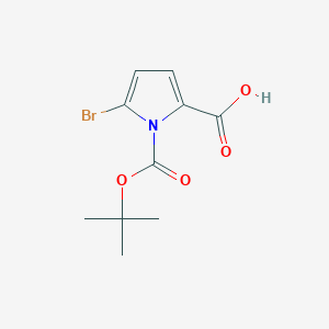 molecular formula C10H12BrNO4 B055159 5-Bromo-1-(tert-butoxycarbonyl)-1H-pyrrole-2-carboxylic acid CAS No. 117657-41-7
