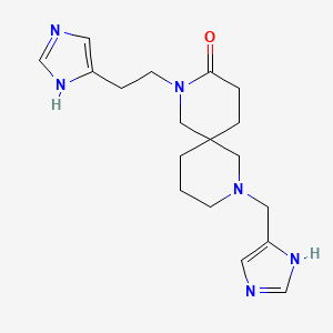 molecular formula C18H26N6O B5515901 2-[2-(1H-咪唑-4-基)乙基]-8-(1H-咪唑-4-基甲基)-2,8-二氮杂螺[5.5]十一烷-3-酮 